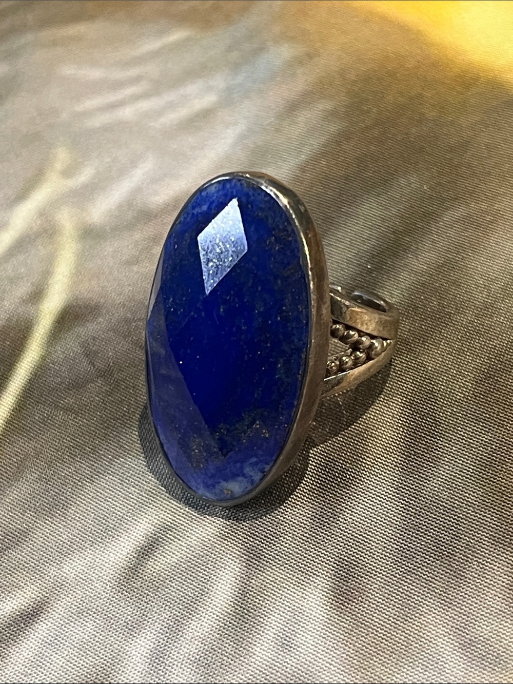 Sajen 925 Lapis Lazuli Oval Ring - Royal Blue Stone